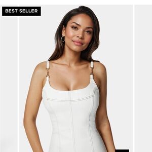 WHITE FITTED DENIM DRESS